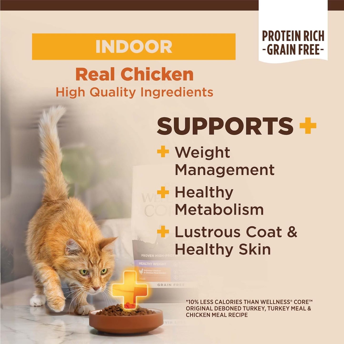 Wellness CORE Grain Free Dry Cat Food, High Protein Cat Food, Indoor, Chicken, Turkey & Chicken Meal, Natural, Made in USA, Cat Food, Adult
