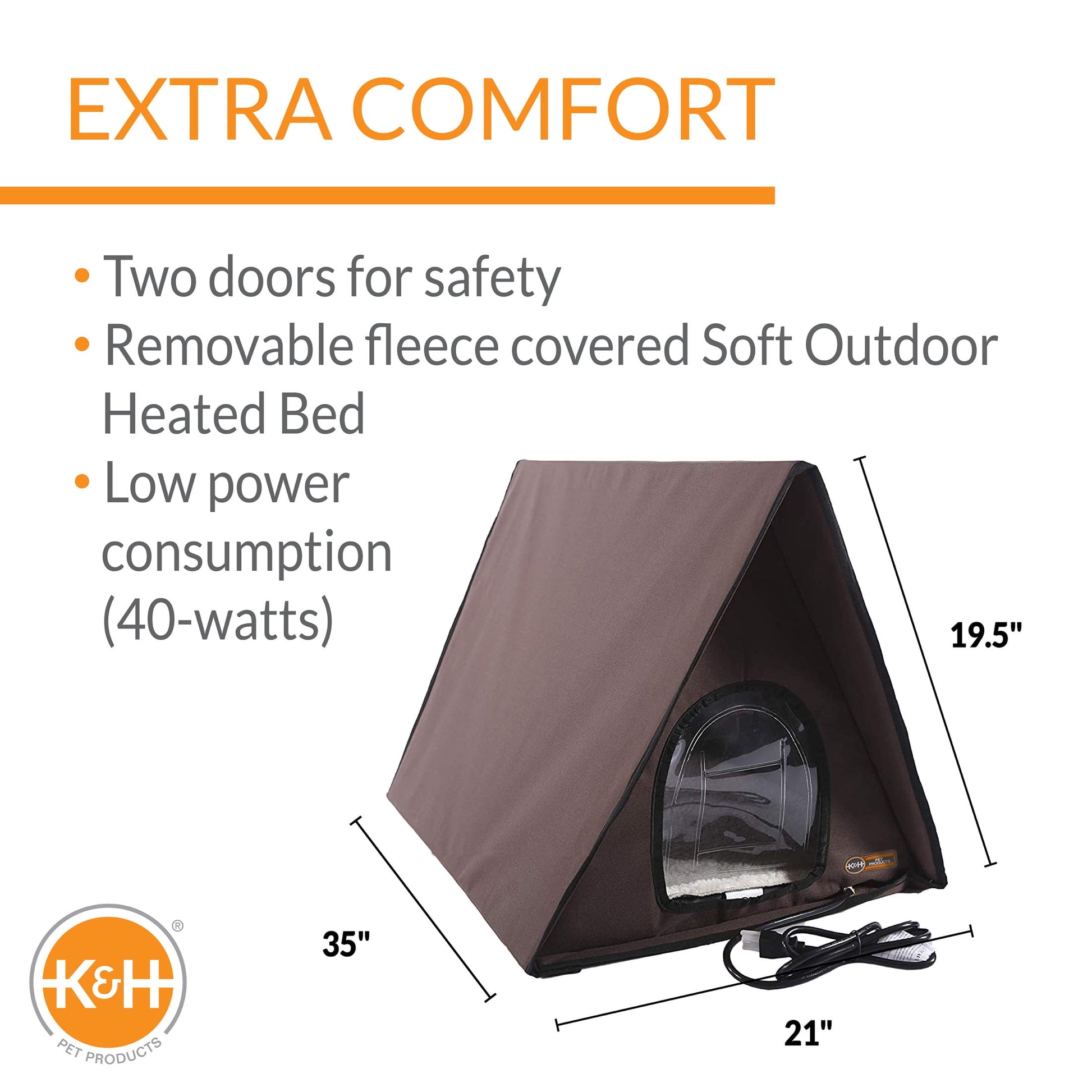 Outdoor Multi-Kitty A-Frame Heated Chocolate 35 X 20.5 X 20 Inches