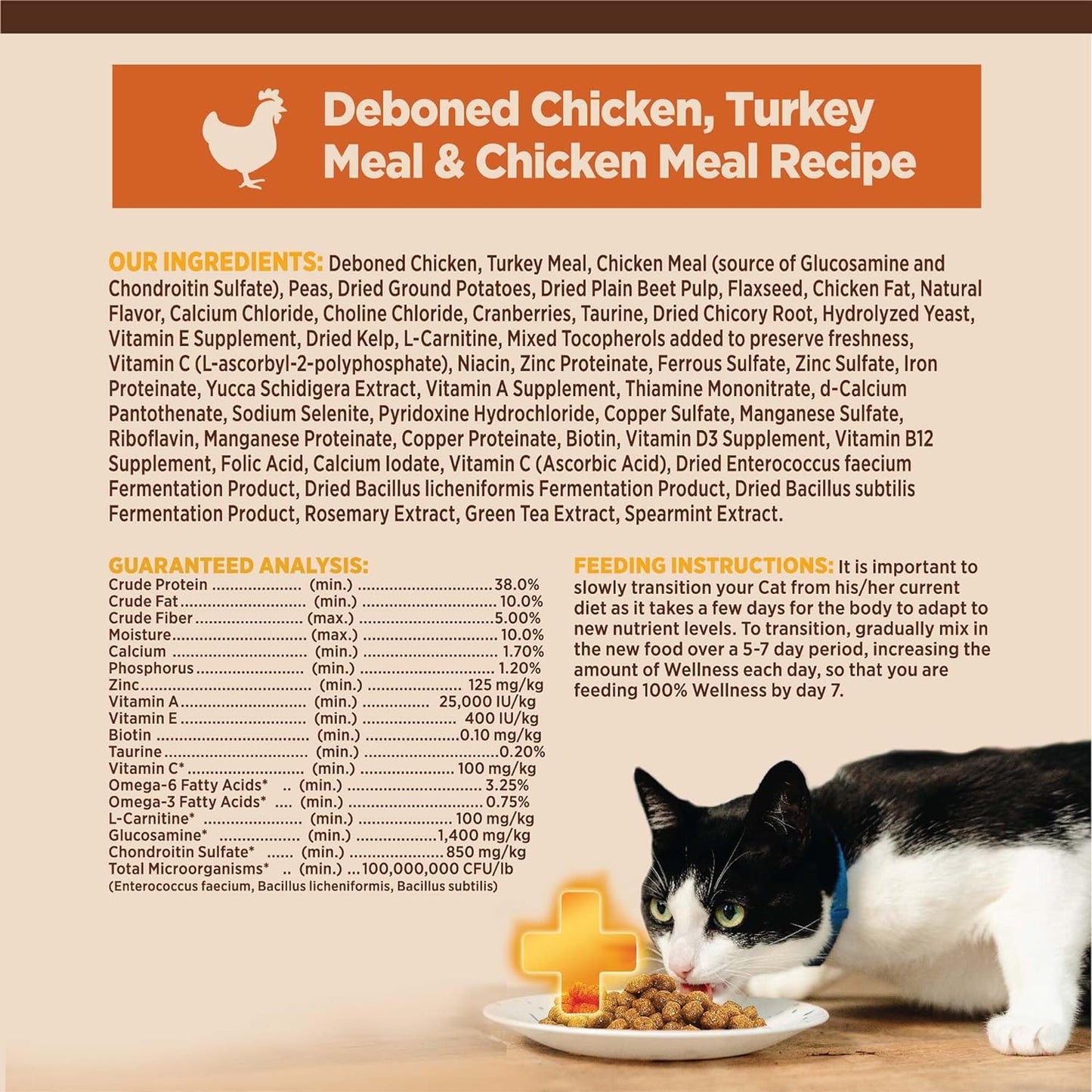 Wellness CORE Grain Free Dry Cat Food, High Protein Cat Food, Indoor, Chicken, Turkey & Chicken Meal, Natural, Made in USA, Cat Food, Adult