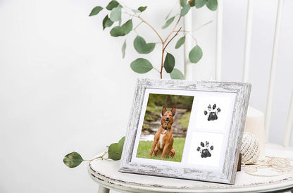 Paw Print Kit Dog Frame - Pet Memorial Picture Frame with Pawprints - Dog or Cat Paw Print Kit, Pet Keepsake Picture Frmae for Pet Love Dog Memorial Gifts for Paw Print Frame, Sympathy Gift