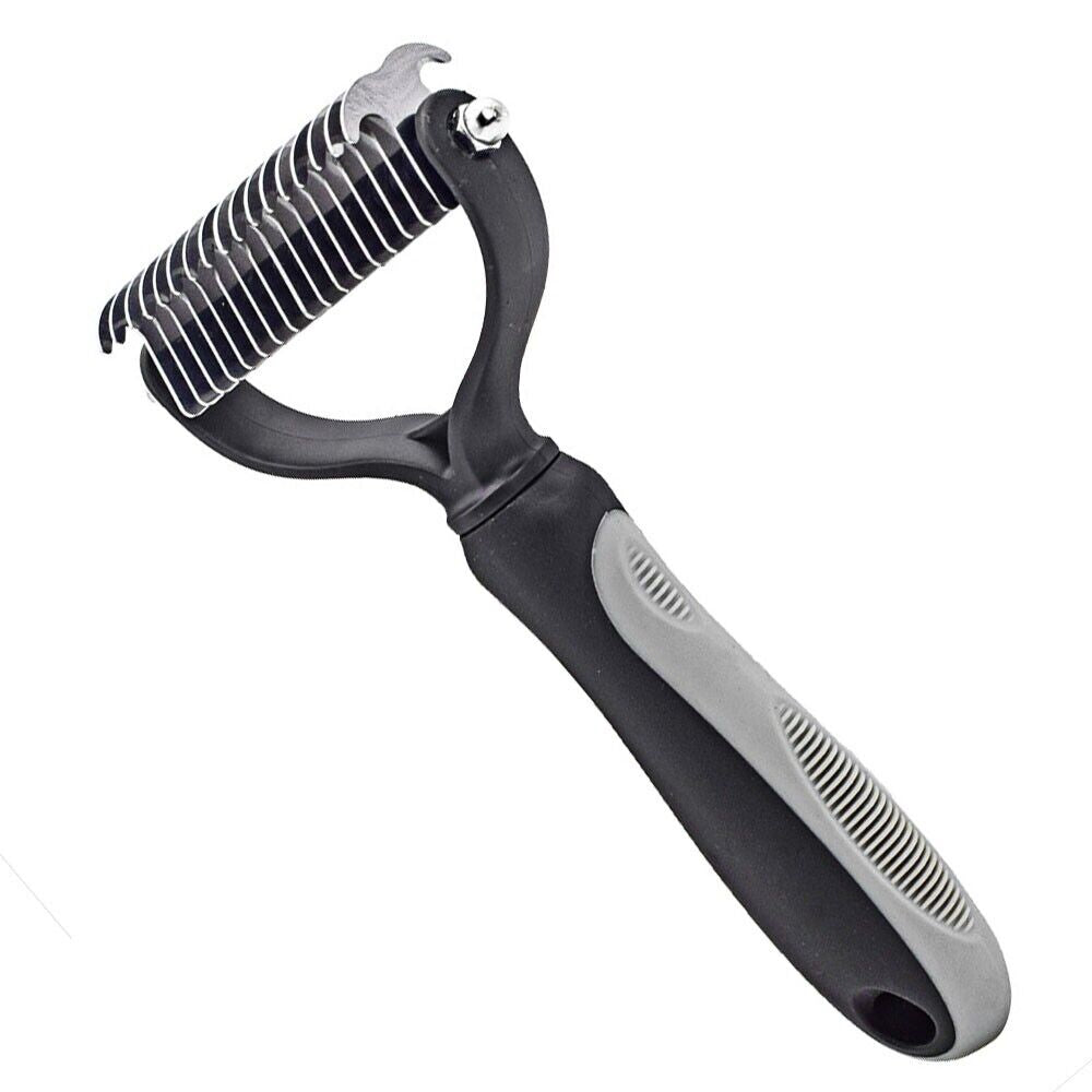 2-Side Pet Grooming Brush Dog Cat Deshedding Dematting Tool Undercoat Rake Comb