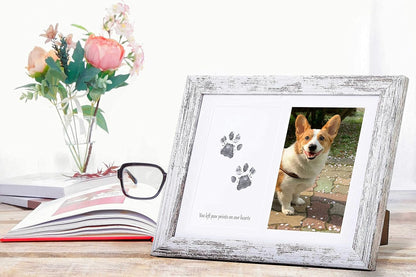 Paw Print Kit Dog Frame - Pet Memorial Picture Frame with Pawprints - Dog or Cat Paw Print Kit, Pet Keepsake Picture Frmae for Pet Love Dog Memorial Gifts for Paw Print Frame, Sympathy Gift