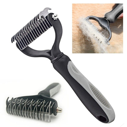 2-Side Pet Grooming Brush Dog Cat Deshedding Dematting Tool Undercoat Rake Comb