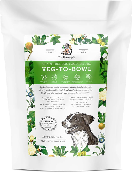 Veg-To-Bowl Dog Food, Human Grade Dehydrated Base Mix for Dogs, Grain Free Holistic Mix
