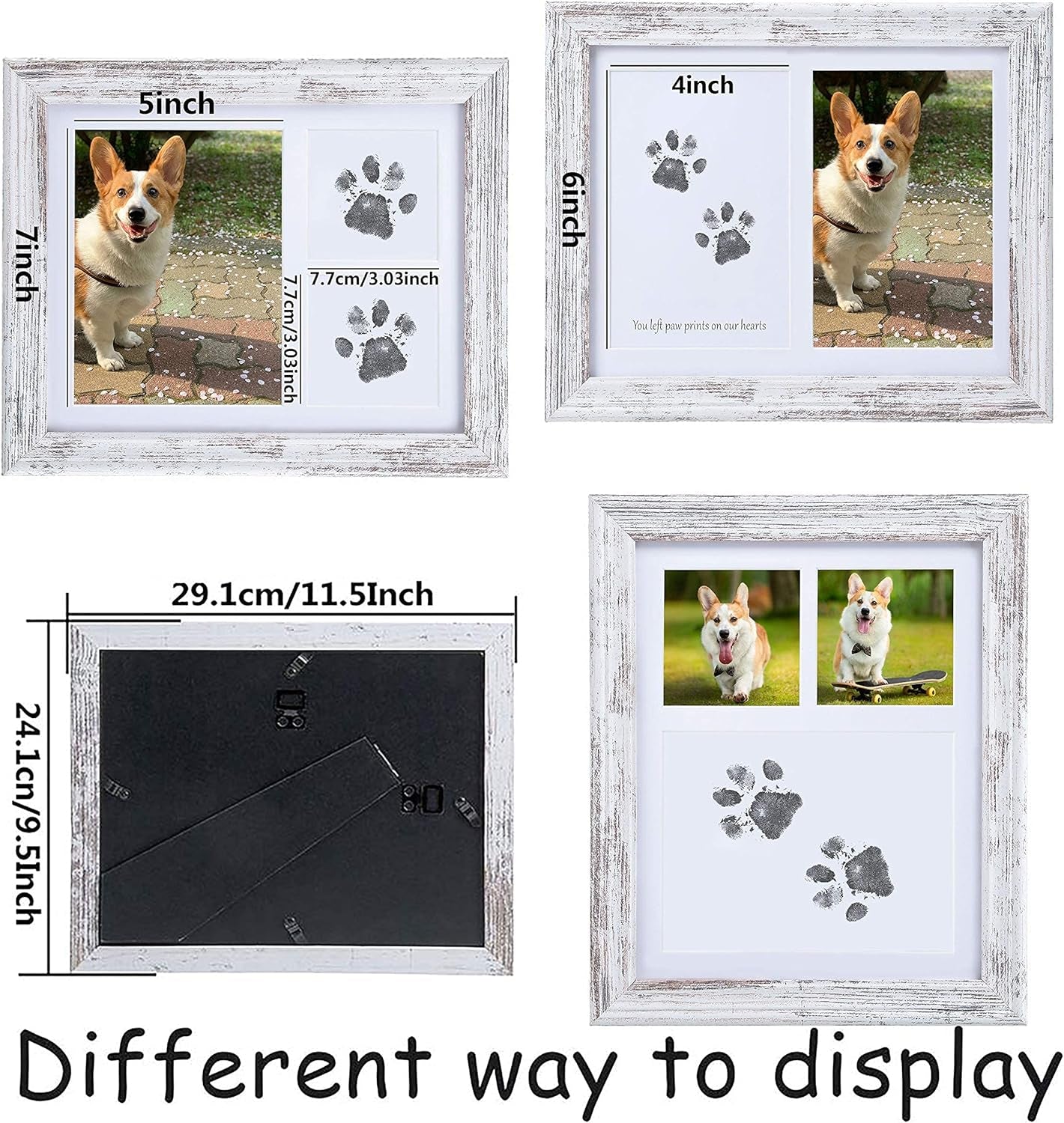 Paw Print Kit Dog Frame - Pet Memorial Picture Frame with Pawprints - Dog or Cat Paw Print Kit, Pet Keepsake Picture Frmae for Pet Love Dog Memorial Gifts for Paw Print Frame, Sympathy Gift