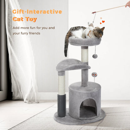 32" Flower Cat Tree Tower with Cat Scratching Posts Perch for Indoor Small Cats, Purple