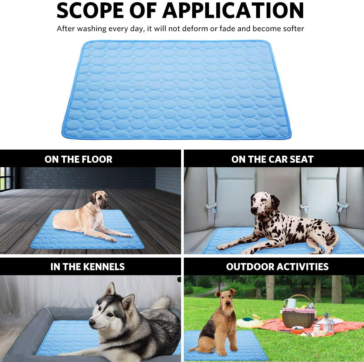 Dog Cooling Mat Pet Cooling Pads Dogs & Cats Pet Cooling Blanket for Outdoor Car Seats Beds