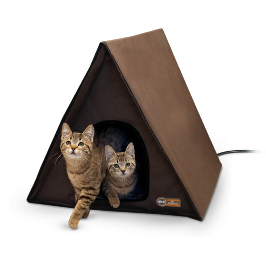 Outdoor Multi-Kitty A-Frame Heated Chocolate 35 X 20.5 X 20 Inches
