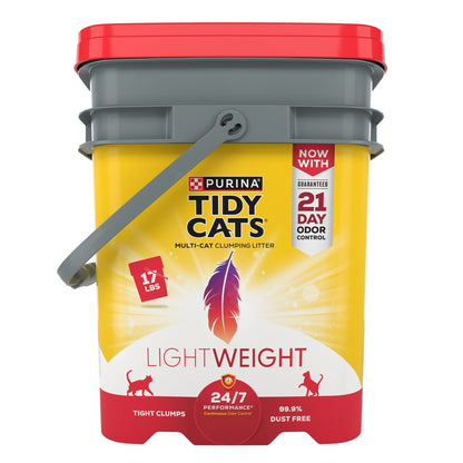 Purina  Lightweight Clumping Cat Litter, Low Dust, 24/7 Performance Multi Cat Litter, 17 Lb. Pail
