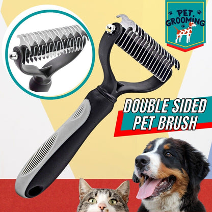 2-Side Pet Grooming Brush Dog Cat Deshedding Dematting Tool Undercoat Rake Comb