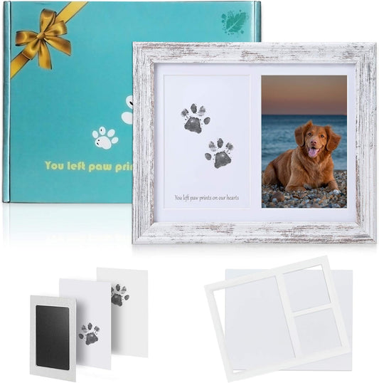 Paw Print Kit Dog Frame - Pet Memorial Picture Frame with Pawprints - Dog or Cat Paw Print Kit, Pet Keepsake Picture Frmae for Pet Love Dog Memorial Gifts for Paw Print Frame, Sympathy Gift