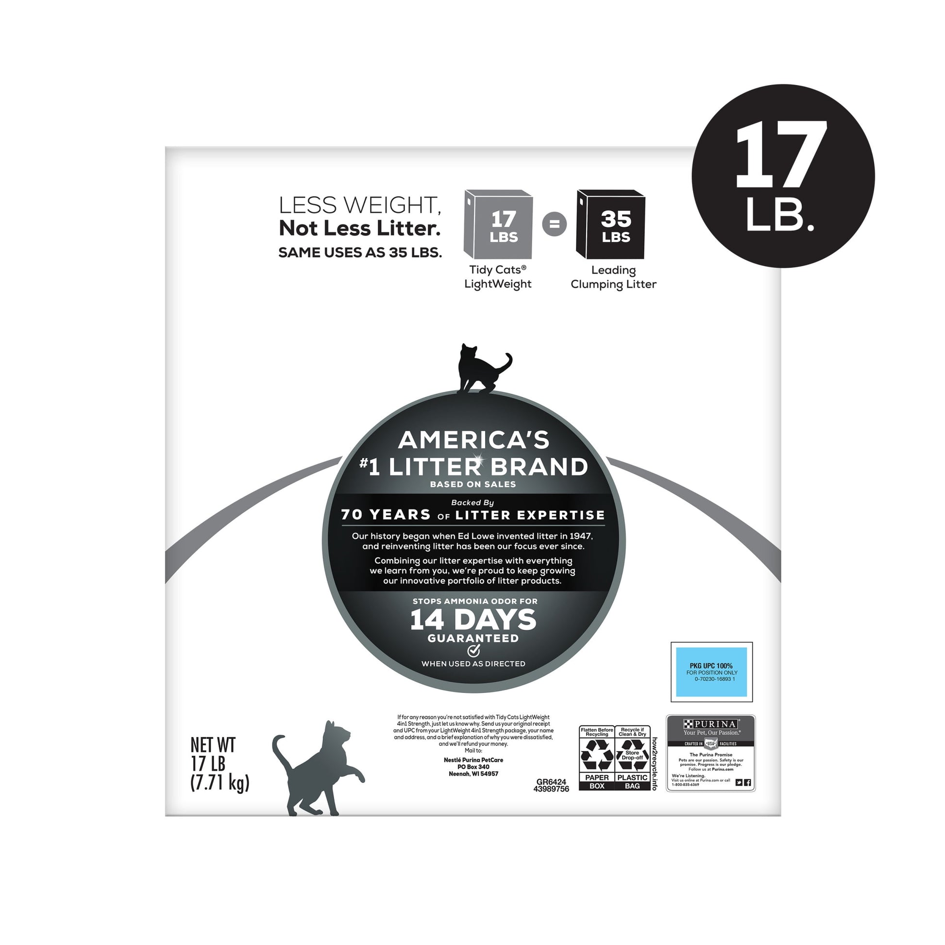 Purina  Multi Cat, Low Dust, Clumping Cat Litter, Lightweight 4-In-1 Strength, 17 Lb. Box