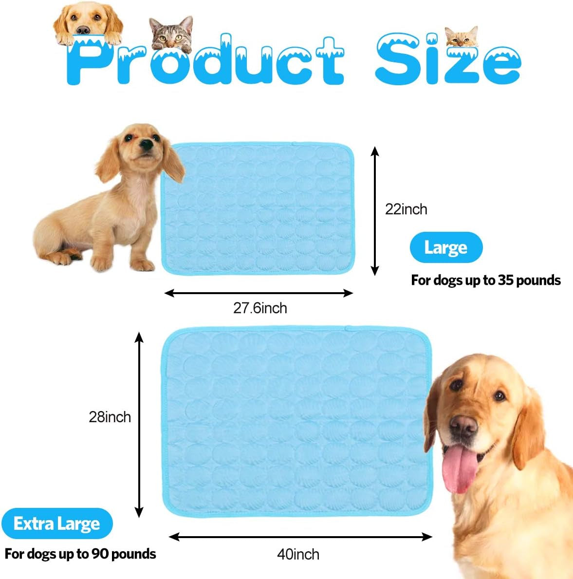 Dog Cooling Mat Pet Cooling Pads Dogs & Cats Pet Cooling Blanket for Outdoor Car Seats Beds