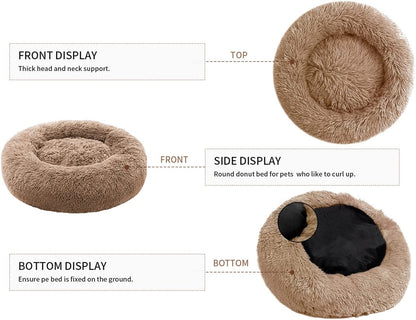 Calming Dog Bed for Dogs Cats Donut Dog Bed Pet Cushion Bed Plush Cat Bed round Anti-Anxiety Dog Bed Orthopedic Dog Bed
