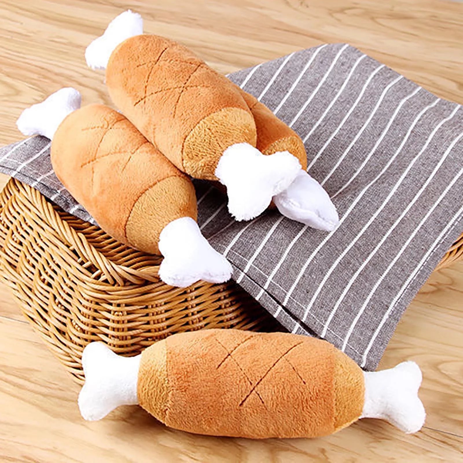 Dog Chew Toy Chicken Leg Toy Chicken Plush Pet Toy Chicken Drumstick Shape Plush Toy Pet Squeaky Stuffed Toy Chicken Legs Bone Chewing Toys for Dog